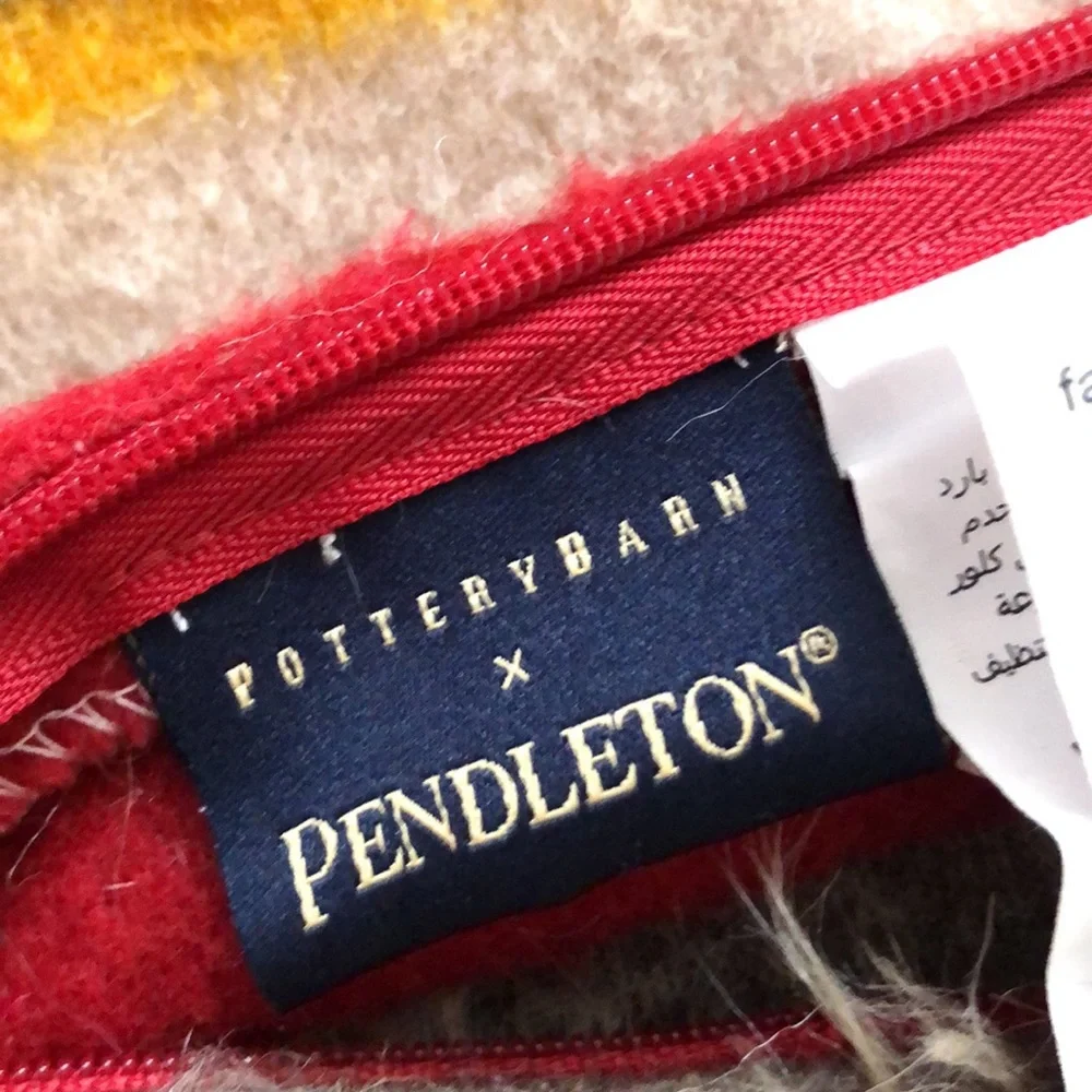 Pottery Barn X Pendleton Yakima Stripe Fur Pillow Cover wool blend